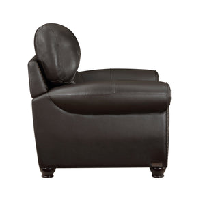 English Elm Traditional Top-grain Leather Sofa Set with Nailhead Trim and Espresso Wood Legs B011S01041