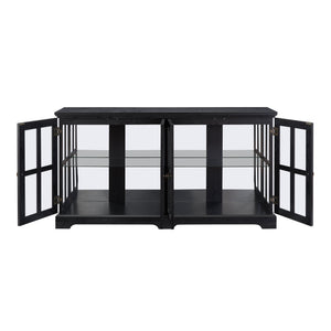 English Elm Led Antique Display Cabinet With Glass Doors, Adjustable Shelves & Remote-Controlled Lighting Features W2275P300145