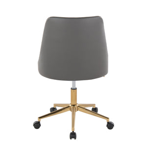English Elm Marche Modern Swivel Task Chair In Grey Faux Leather With Gold Metal Casters – Stylish Comfort & Mobility B202P223940