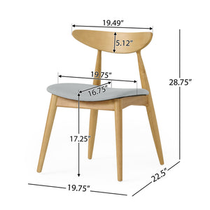 English Elm 5-piece Mid-century Rubberwood Dining Set with Upholstered Chairs for Kitchen or Room Beige+Natural,White Oak N759S003002B