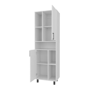 English Elm FM Buckeye Kitchen Pantry Cabinet with Open Shelves and Closed Storage, Space-Saving Modern Design White 43.71 L x 20.48 W x 9.45 H B128P301403