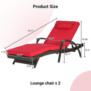 English Elm Outdoor Wicker Reclining Chair Set Of 2 - Adjustable Lounge Chairs With Cushions For Poolside Comfort W874P264733-GIGA