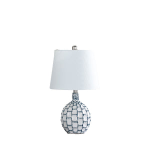 English Elm 19.5" Marin Coastal Ceramic Table Lamp in Blue-Green & White Geometric Base with Off-White Shade, UL B072P222427
