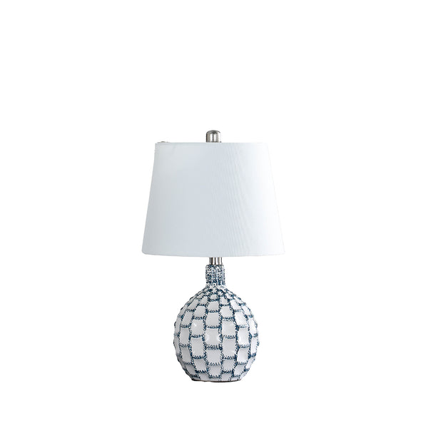 English Elm 19.5" Marin Coastal Ceramic Table Lamp in Blue-Green & White Geometric Base with Off-White Shade, UL B072P222427