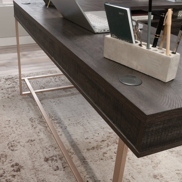 English Elm L-Shaped Desk In Sleek Black Finish - Spacious Corner Workspace With Durable Design & Storage Solutions B356P367899