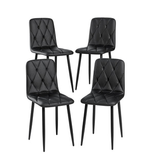 English Elm Dining PU Leather Chairs Set of 4 — Easy-Clean Upholstered Seats with Sturdy Iron Legs, Modern Comfort Black W578P191313