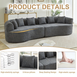 English Elm Curved Chenille Sectional Sofa Oversized Four Seat Cloud Foam Living Room Lounge W3505P355583