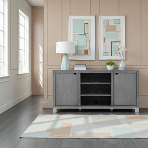 English Elm Pacific Heights Scandinavian Ash Grey Media Console with Open Shelving for Living Rooms B108P481209