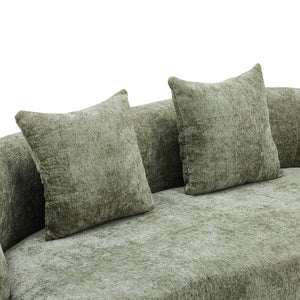 English Elm Green Curved Loveseat Sofa with Round Armrest, Foam & Spring Comfort, 2 Pillows, No Assembly, Compact W3612P348746