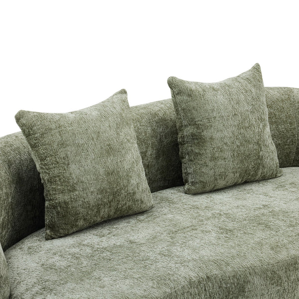 English Elm Green Curved Loveseat Sofa with Round Armrest, Foam & Spring Comfort, 2 Pillows, No Assembly, Compact W3612P348746