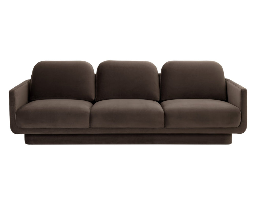 Sunpan EVERTON Sofa - Retro-Inspired Meg Dark Brown Design with Plush Cushions for Ultimate Comfort 111511