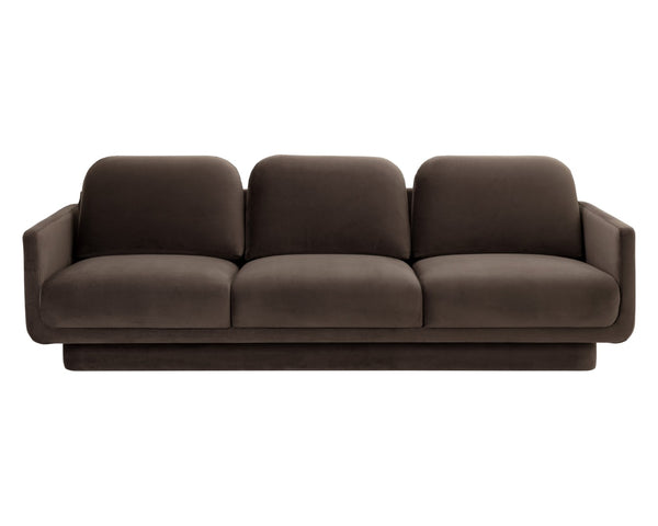 Sunpan EVERTON Sofa - Retro-Inspired Meg Dark Brown Design with Plush Cushions for Ultimate Comfort 111511