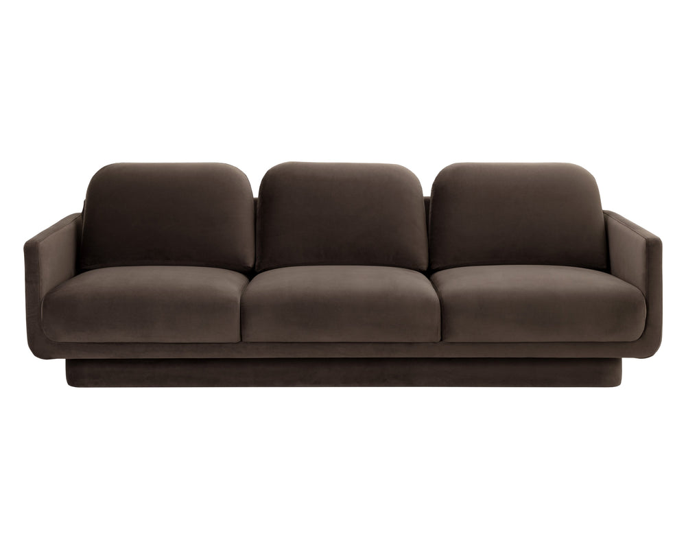 Sunpan Everton Sofa - Classic Comfort with Retro Style and Smooth Upholstery for Timeless Elegance Meg Dark Brown