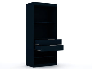 English Elm Mulberry 36" Wardrobe Closet with Adjustable Shelves, Sleek Aluminum Handles, Space-Saving Design Dark Blue B365S00005