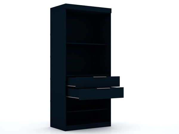English Elm Mulberry 36" Wardrobe Closet with Adjustable Shelves, Sleek Aluminum Handles, Space-Saving Design Dark Blue B365S00005