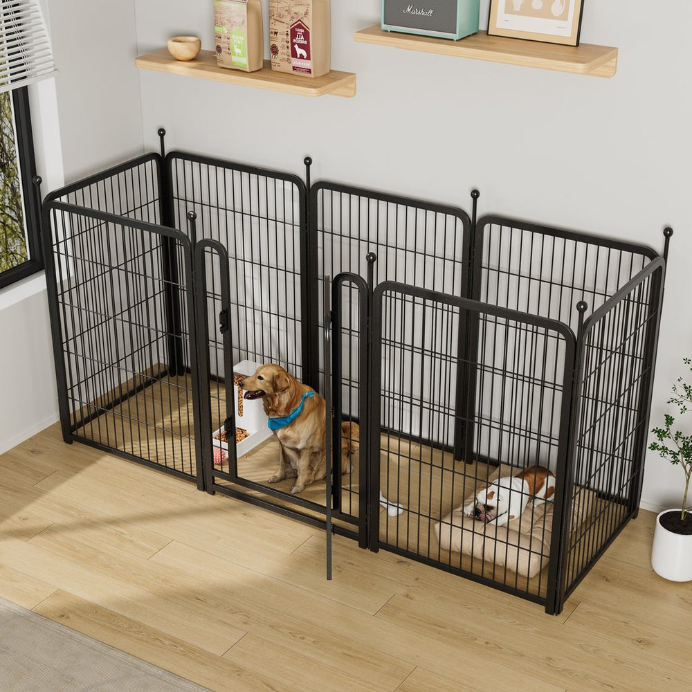 English Elm Dog Playpen 8 Panel Iron Exercise Pen with Locking Gate for Indoor Outdoor Use W368P233995