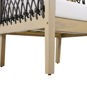 English Elm Outdoor Acacia Wood Patio Club Chair with Woven Rope Armrests and Teak Finish Cream,Dark Gray,Light Teak N768P363953L