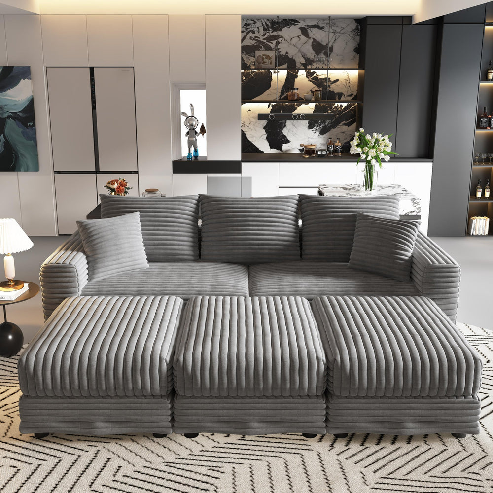 English Elm 82.6"upholstered Velvet Chesterfield Sofa with Button Tufting Nailhead Trim Rolled Arms Grey W1885S00354