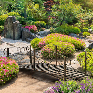 English Elm Outsunny 6' Decorative Metal Garden Bridge With Siderails – Elegant Arc Footbridge For Ponds & Streams W2225P217550-GIGA