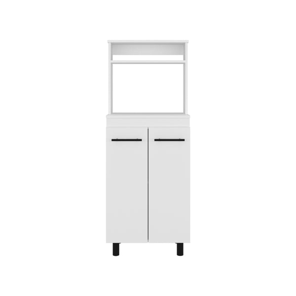 English Elm Alani Slim White Kitchen Sideboard with Microwave Shelf and Two Door Storage Cabinet B200P474233