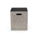 Christopher Knight Home® - Noble House - Aido Outdoor Modern Tank Holder Side Table, Light Gray and Gloss Black