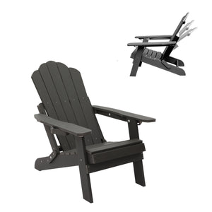 English Elm Adjustable Adirondack Chair Hdpe Wood Grain Outdoor Folding Seat with Cup Holder Gray T3609P482833