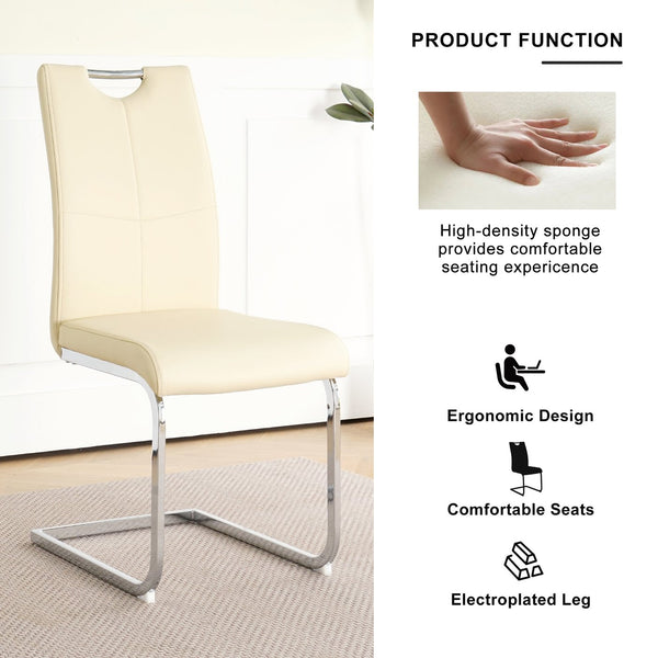English Elm Modern Pu Upholstered Dining Chairs with Polished Metal Legs Ergonomic Set of 2 W210P164982