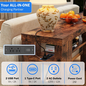 English Elm Xgz-stdcj-fugu-zbb Entryway Console with Five Shelves and Built-in Charging Outlets W1550P330057