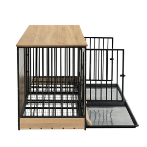 English Elm Dog Crate Furniture Xl Double Compartment Mdf Wood Console for Two Large Breeds W420P207590