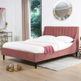 English Elm Aspen Vertical Tufted Headboard Platform Bed Set, Queen, Ash Rose Pink Velvet