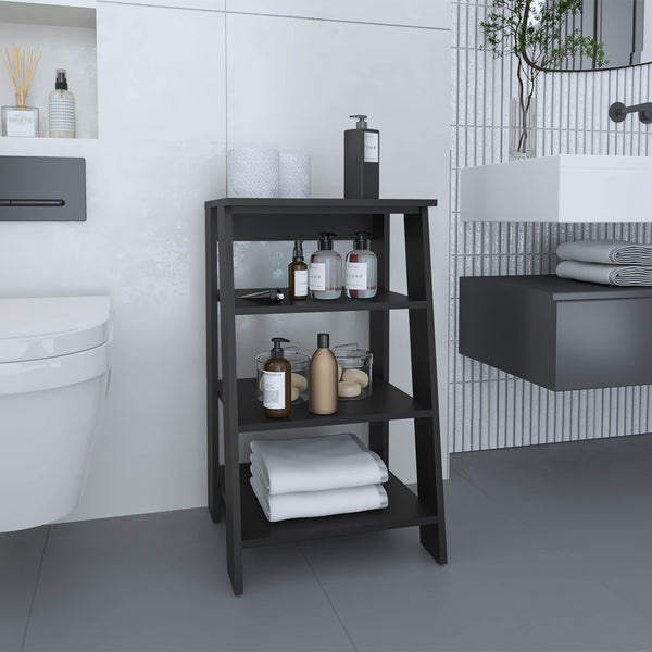 English Elm Linen Vertical Storage Cabinet 29.7"H with Four Open Shelves and Sturdy Legs for Compact Rooms Black 34.65 L x 18.5 W x 3.15 H B097P250830