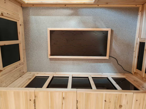 English Elm Portable Hemlock Wood Far Infrared Sauna Floor Heater Slim Radiant Foot Warmer W632P425516