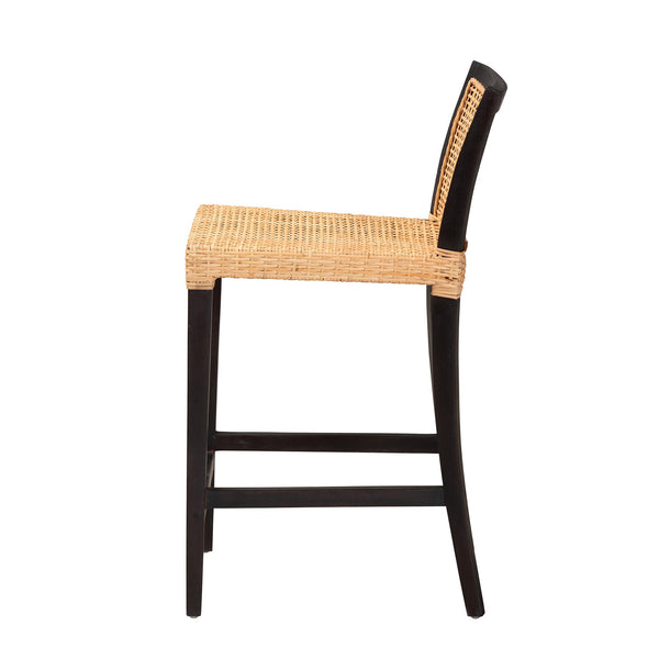 English Elm Mid-century Modern Solid Wood Woven Rattan Dining Chair for Organic Warm Interiors B2750P420378