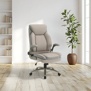 OSP Home Furnishings Big and Tall Ergonomic Office Chair with Lumbar Support Leather Seat 400 Lb Capacity Taupe ECH14517BT-EC21
