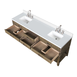 English Elm Grey Oak Double Bath Vanity 80" W X 22" D With Cultured Marble Top & Complete Faucet Set Included B2731P260349