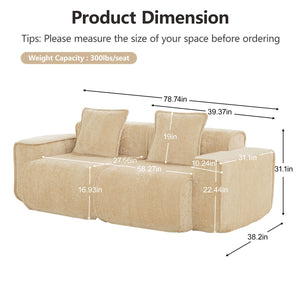 English Elm Harrison Modular Sofa In Light Camel Velvet - Plush, Stylish Sectional With Effortless Setup & Comfort W3041P386604