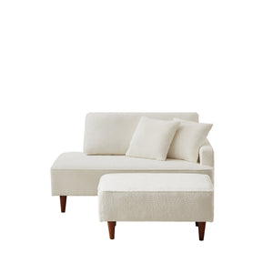English Elm Indoor Boucle Chaise Lounge with Detachable Ottoman Convertible Daybed Bedroom Reading Nook White W5515P438693