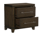 English Elm Contemporary Style Bedroom 1 Piece Nightstand Of 2 Drawers Dark Brown Finish Wooden Furniture Modern Look