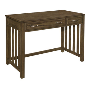 English Elm Modern Traditional Blanche Desk with Keyboard Drawer, Brown-Gray Mindy Veneer, Satin Nickel Pulls B011P297417