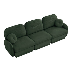 English Elm 105"chenille Cloud Sofa Quilted Plush Three Seater with Deep Cushions for Living Room Green W714S01768