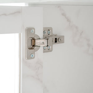 English Elm 47.24"-63"Modern Rectangle Dining Table with Extendable Top, Printed Marble Look, Sturdy Steel Base & Storage White W757P331962