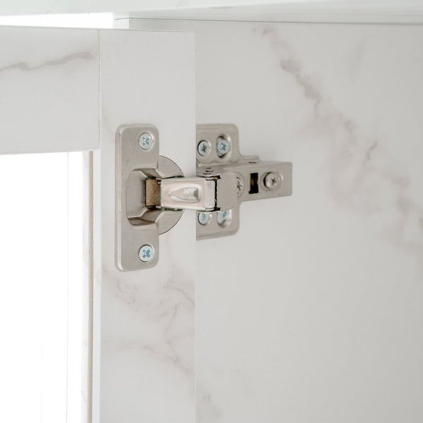 English Elm 47.24"-63"Modern Rectangle Dining Table with Extendable Top, Printed Marble Look, Sturdy Steel Base & Storage White W757P331962