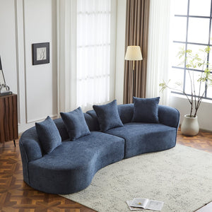 English Elm Christopher Knight Home® - 126" Curved Sectional Sofa – Luxurious Navy Boucle, Modular Design, Plush Foam For Ultimate Comfort N771P247830U_N771P247831U