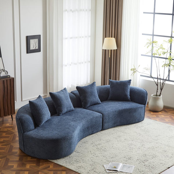 English Elm Christopher Knight Home® - 126" Curved Sectional Sofa – Luxurious Navy Boucle, Modular Design, Plush Foam For Ultimate Comfort N771P247830U_N771P247831U