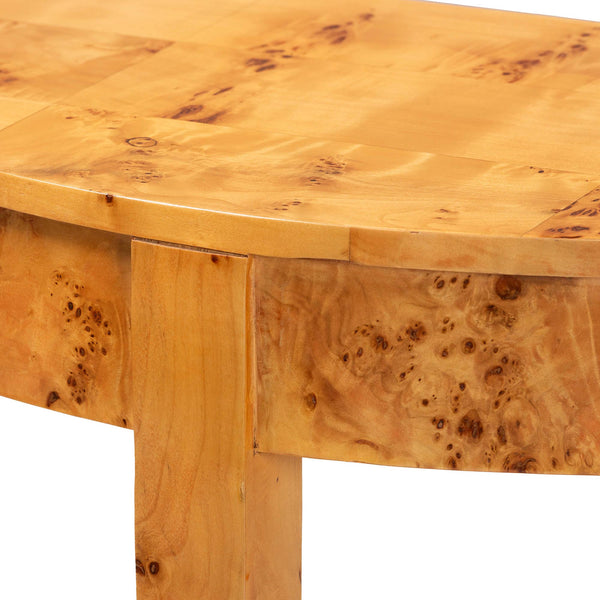 English Elm Modern Mappa Burl Wood Half Moon Console Table for Entryway Hallway Decor B2750P467813