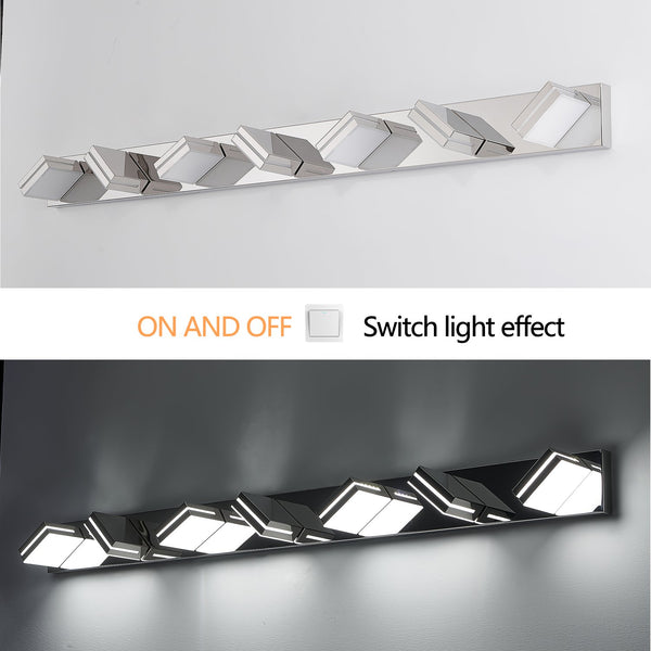 English Elm Modern Chrome Led Vanity Light - 7-Light Wall Sconce For Bathrooms, Energy-Efficient & Easy Install W2312P374923