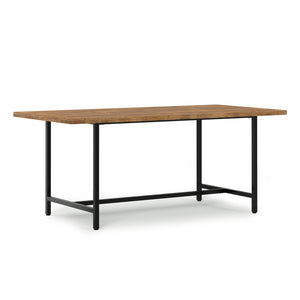 English Elm Campbell Burnt Wax Dining Table - Solid Mango Wood, Industrial Black Iron Base, 72"x36" Seating 6, Durable Finish B136P203493
