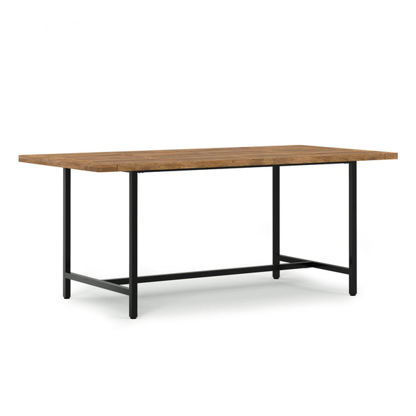 English Elm Campbell Burnt Wax Dining Table - Solid Mango Wood, Industrial Black Iron Base, 72"x36" Seating 6, Durable Finish B136P203493