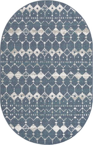 Unique Loom Outdoor Trellis Cardak Machine Made Geometric Rug Navy Blue, Ivory/Green/Gray 5' 3" x 8' 0"