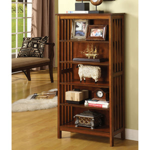 English Elm Gorgeous Antique Oak Solid Wood 5-Shelf Media Bookcase with Lattice Molding, 22"W x 48"H, Sturdy Storage B011P191545